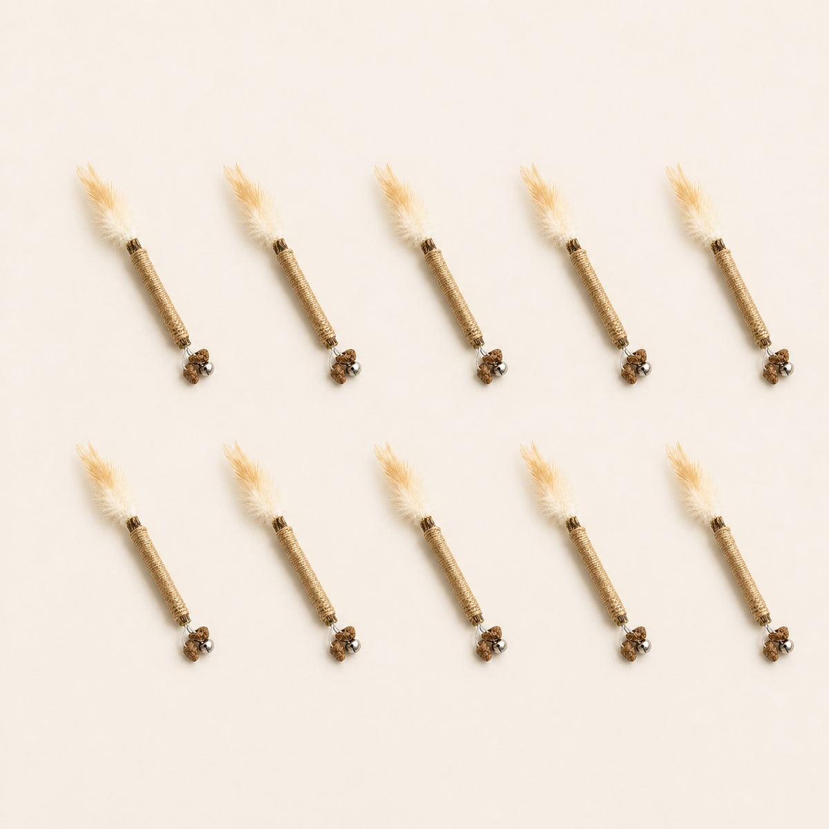 10 Whisk-Matatabi-Sticks mit Federn und Glöckchen für Katzen