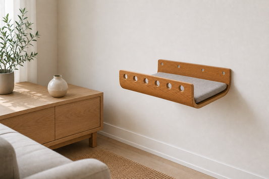 Wall-mounted Lounge cat bed with cushion in a contemporary interior