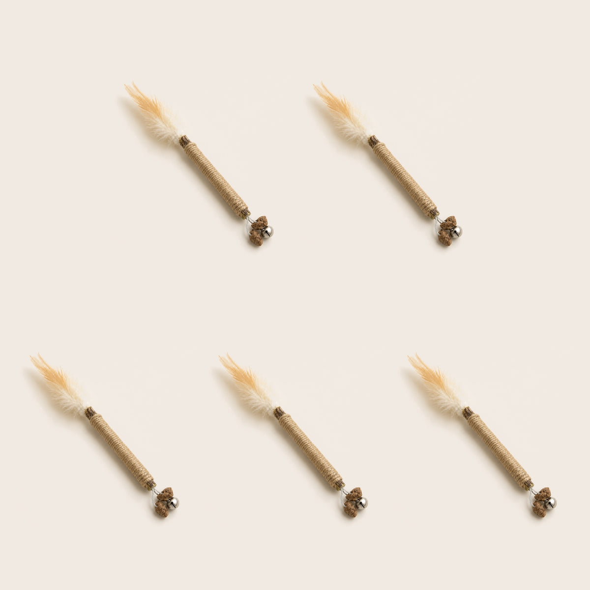 5 Whisk-Matatabi-Sticks mit Federn und Glöckchen für Katzen